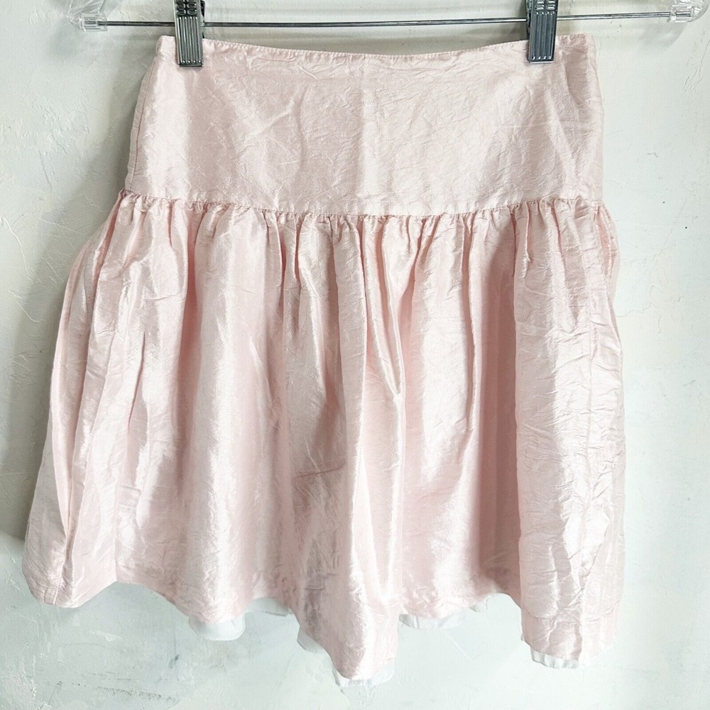 Best & Co By M Ferrari Girls Pink Silk Back Zip Layered A-Line Skirt Size 8